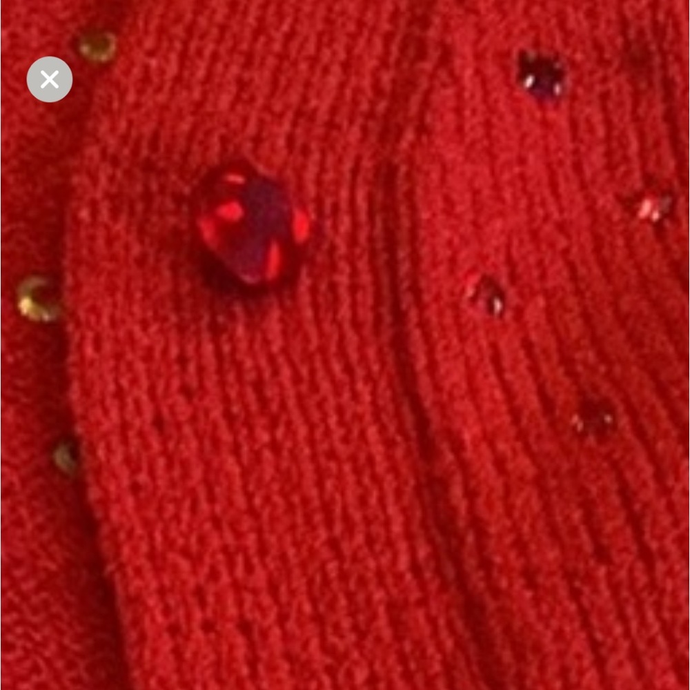 Vintage Red sweater cardigan with red crystal embellishments all over.